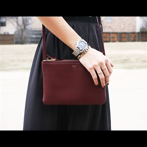 celine burgundy trio bag|celine trio crossbody bag.